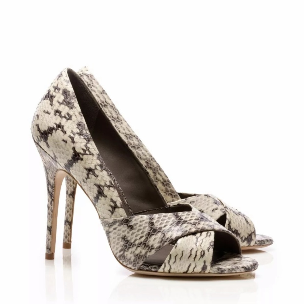 New Tory Burch snake skin heels pumps sandals 5.5